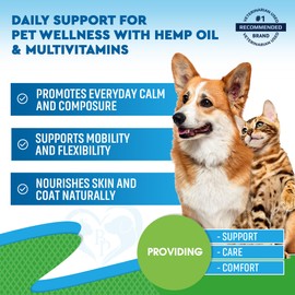 Cat & Dog Hemp Oil Drops with Multivitamin - Pet Calming Anti Anxiety & Hip and Joint Pain Aid and Anti Stress Support - Natural Liquid Supplement (2 oz)