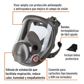 Careta Fullface Respirador P/ Vapores Gases Nom-10-stps-2014