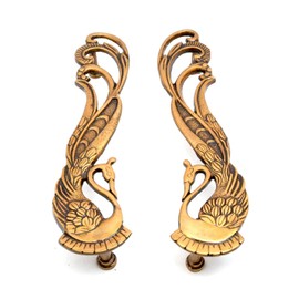 eSplanade - 11" Designer Peacock Brass Door Handle Pair (2 pcs) | Home Decor | Door Decor | Pair of Brass Door Handles | Pair of Brass Door Pulls