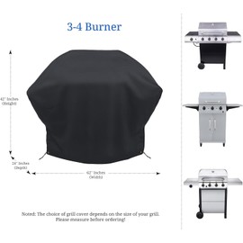 Covers & all Char-Broil Performance Grill Cover, Heavy Duty Waterproof Cover for Outdoor Grill, UV & Weather Resistant, BBQ Cover for 3-4 Burner Grills with Secure Fit (62" W x 24" D x 42" H, Black)