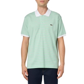 Lacoste Men's Original L.12.12 Striped Polo Shirt, White & Liamone, Large