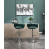 Set 2 Green Bar Stools Chrome Footrest Simple Chrome Leg