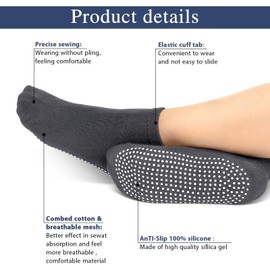 Geyoga 5 Pairs Unisex Non Slip Socks Anti Skid Slipper Barre Socks for Yoga Pilates Barre Home Workout(S,Black, Light Gray, Dark Gray, Iron Gray, White)