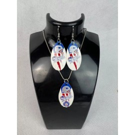 New England Patriots Vintage Teardrop Spinner Necklace and Earring Set