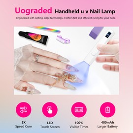 VINCAOR UV Nail Lamp, 3w uv Nail lampW UV Light for Gel Nails, Portable LED Nail Lamp, Mini Nail Dryer with LCD Screen, USB Nail Light for Fast Curing, for Home or Travel use (White)