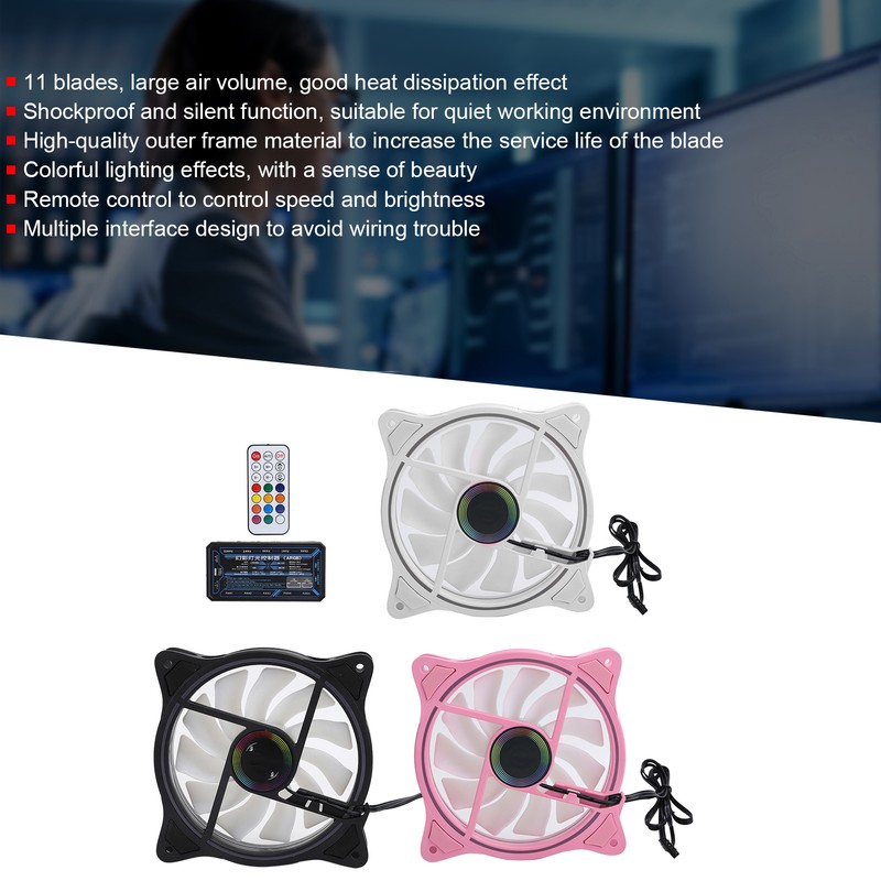 3Pcs Cooling Fans ARGB Controller 11 Fan Blades Silent Computer