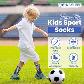 3 Pairs Kids Sports Grip Socks Football | Unisex Grip Socks Kids | Cushioning & Breathable Mesh | Lightweight, Comfortable | Indoor & Outdoor Sports, Home, School & Everyday Wear | Size 5-13 Years