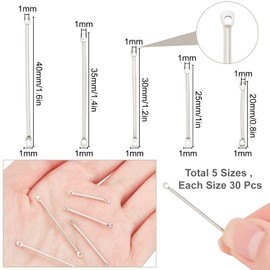 SUNNYCLUE 1 Box 150Pcs 5 Size Bar Link Charm Iron Earring Bar Connectors 2 Hole Stick Strip Long Vertical Rectangle Blanks Pendants for Jewelry Making Charms Findings Accessory, Silver