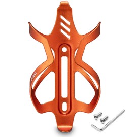 Corki Cycles Heavy Duty Bike Water Bottle Holder, Lightweight Aluminum Cage Shockproof Design for Road Mountain Gravel Bikes, Holds 18-30 oz, 1-Pack Orange