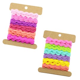 Tegg Rick Rack Trim 2 Rolls 5mm Multi-Colors Zig Zag Braid Woven Ribbon Tape for Sewing Gift Wrapping Crafting DIY Crafts