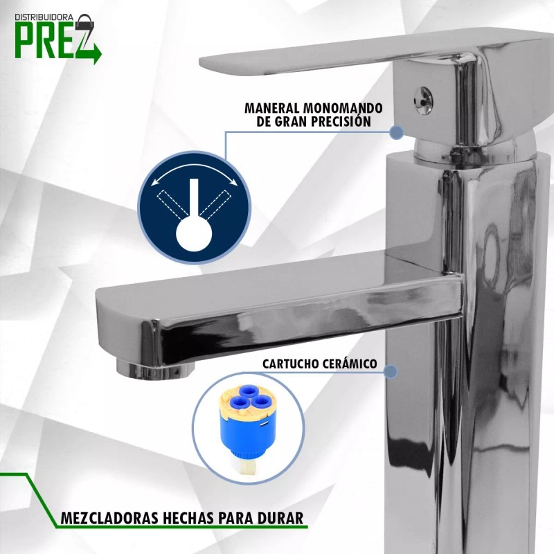 Prez Grifo Mezcladora Monomando Lavabo Cocina Inoxidable Cromado