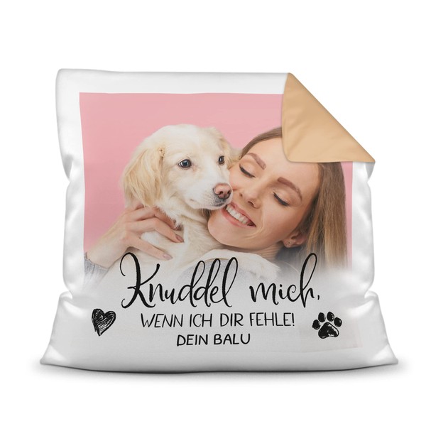PfotenSchild Personalised Photo Cushion with Filling - Cuddly Me When
