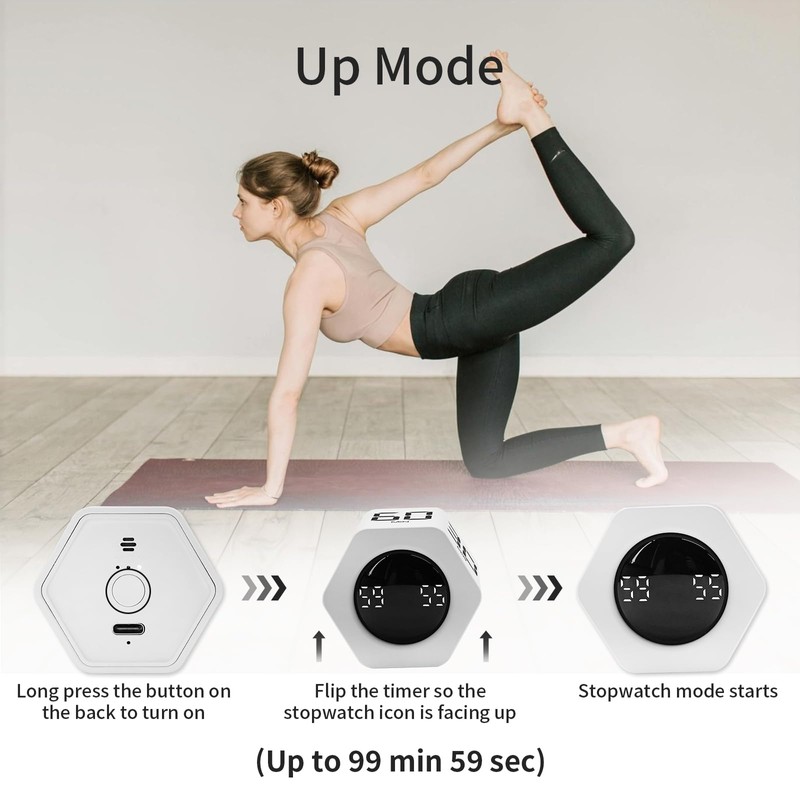 LUCKY TIME Productivity Pomodoro Timer,Hexagon Cube Timer,1/5/10/30/60 Minutes Countdown Timing,Sound