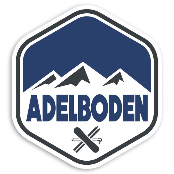2 x 10cm Adelboden Switzerland Vinyl Stickers Ski Travel Luggage