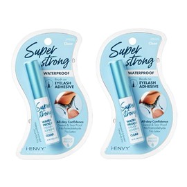 i-ENVY Super Strong Waterproof Clear Eyelash Adhesive, Long Lasting Sweat & Tear Proof Lash Glue for Eyelash Extensions, All Day Hold Durable Brush-On (2 Pack)