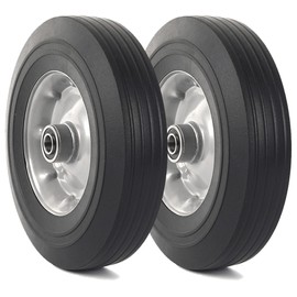 AR-PRO (2-Pack) 10''x2.5'' Flat Free Solid Rubber Replacement Tires - Flat-Free Tires for Hand Trucks and Wheelbarrows with 10” Tires with 5/8" Axles