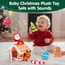 hahaland Baby Toys 6-12 Months, Soft Toddlers, Interactive Baby Sensory & Musical Plush Toy, Montessori Early Learning Toy for 1 Year Old, Travel Christmas Toys for Babys Boys Girls