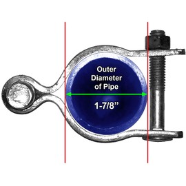 1-7/8" Chain Link Fence Gate Post Hinge - Use for 1-7/8" Outside Diameter Post/Pipe - Galvanized Chain Link Post Gate Hinge - Nut/Bolt Included for Hinge