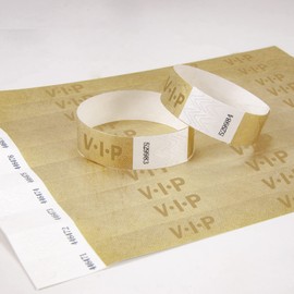 L LIKED 100 Pcs VIP Wristbands for Events, Waterproof Paper Neon Wristbands Party Bands Entrance Wristbands for Events Music Festival Concert Contest (Gold)