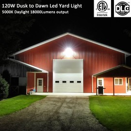 Paktonvo LED Barn Light 120W, 5000K Daylight 18000LM Dusk to Dawn LED Outdoor Yard Light with Photocell,800W MH/HPS Equiv,ETL Listed LED Security Area Light for Farm Porch Yard Street Lighting