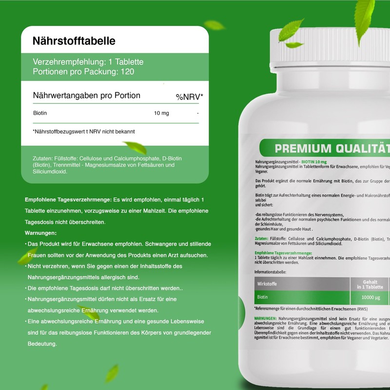 BIOTIN MAX 10 mg Haare, Haut, Nägel 120 Tabletten Medfuture