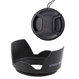 67mm Tulip Flower Lens Hood & Lens Cap Compatible for Canon EF-S 18-135mm Lens, Compatible for Nikon 16-85mm Lens, 18-105mm Lens (1+1Pack)