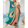 Bsubseach Women's Ethnic Print Kaftan Beach Maxi Dresses, Striped pattern