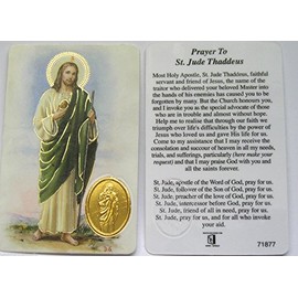 Prayer Card ST Jude Gold Foil Medal & Highlights
