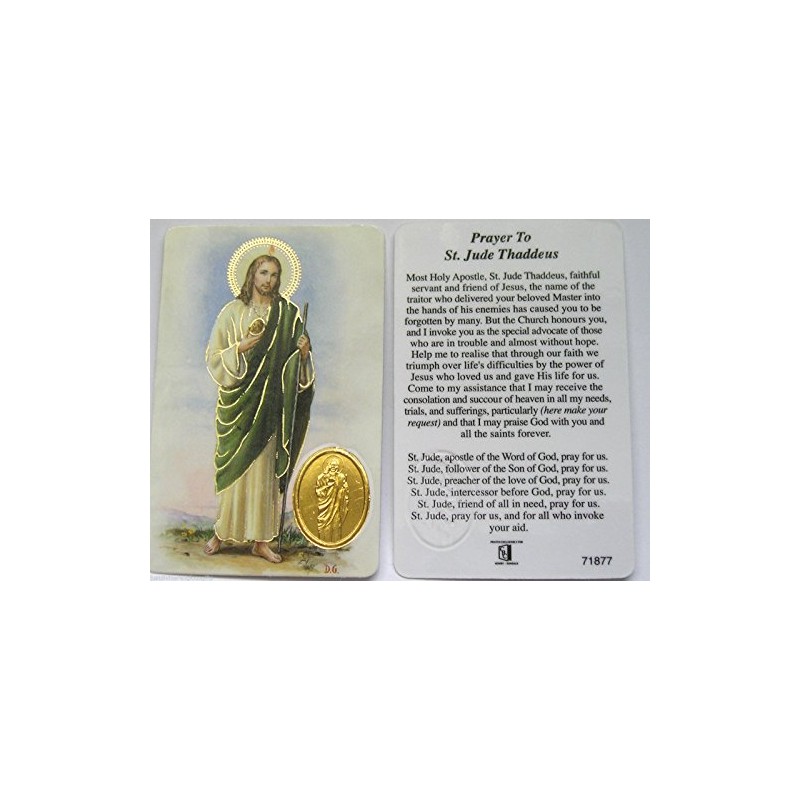 Prayer Card ST Jude Gold Foil Medal & Highlights