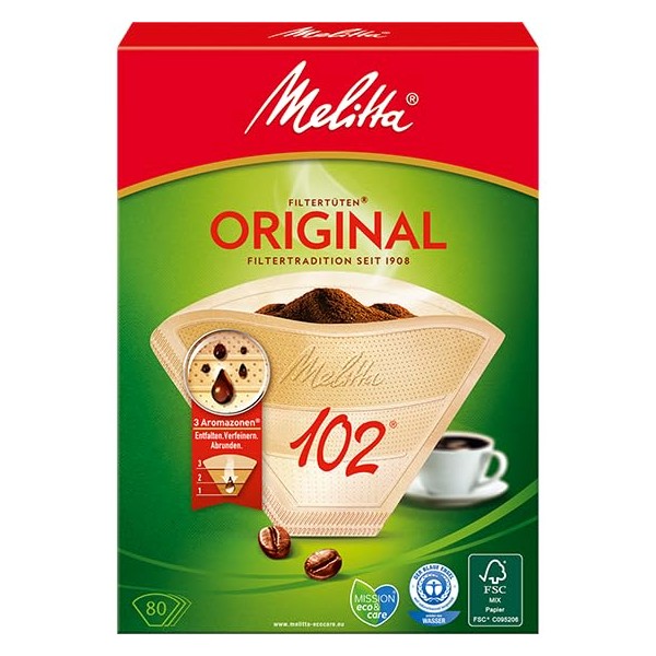 Melitta Original 102 Filter Bags / Coffee Filters Natural Brown / 3 Aroma Zone Filters Pack of 400