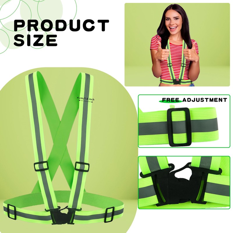 Flotory 12 Pcs Reflective Safety Vests Adjustable Reflective Straps Gear