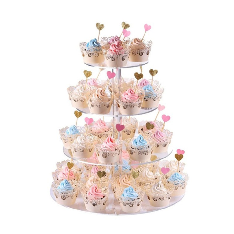 Cupcake Stand Multi Round Tiers Transparent Acrylic High Stability Cupcake