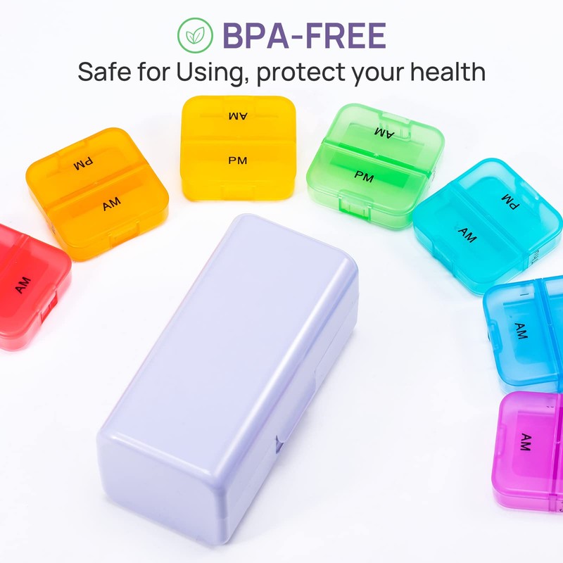 Zoksi Weekly Pill Organizer 2 Times a Day, Purple 7