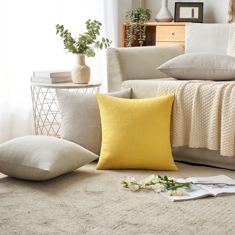 MIULEE Pack of 2 Decorative Throw Pillow Covers Linen Burlap