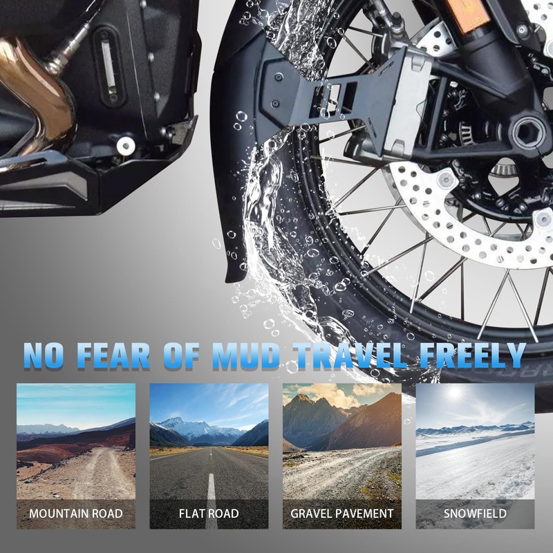 HAONEL Motorcycle Front Fender Mudguard Extender with Bracket Replacement for