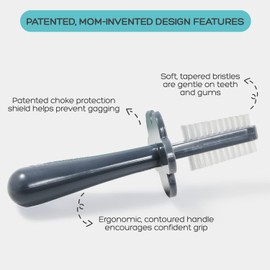 grabease Baby Toothbrush Double Sidded Toothbrush Finger Toothbrush for Toddler Infant Toothbrush, BPA-Free & Phthalate-Free for Baby & Toddler, 1 Pack, Gray