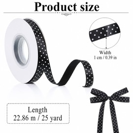 Polka Dot Ribbon 3/8 Inch 25 Yards Black and White Dot Craft Ribbon