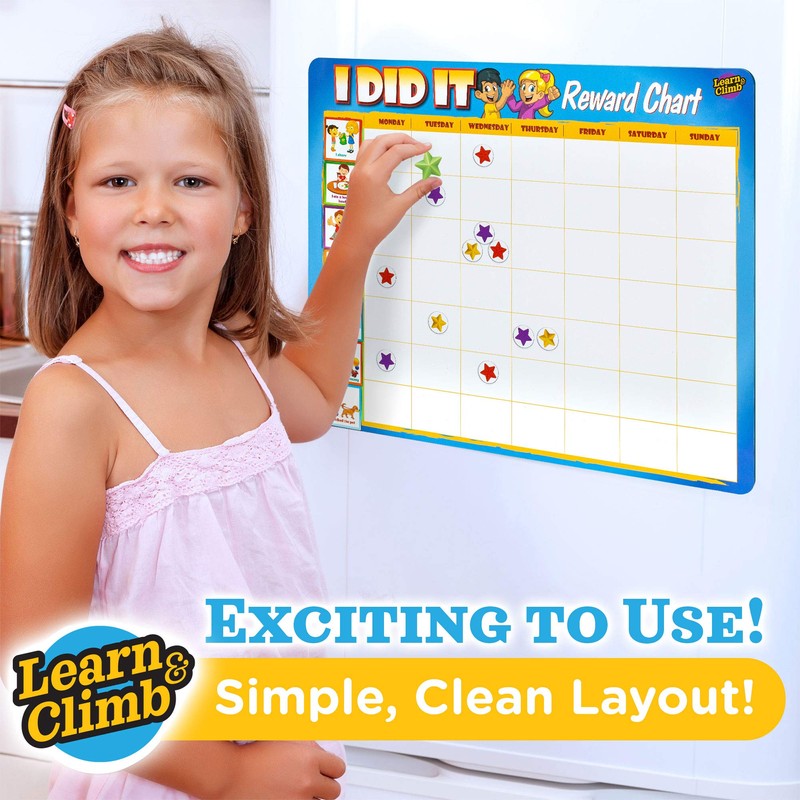 Learn & Climb Kids Responsibility Chart Magnetic Board, 63 Chores,