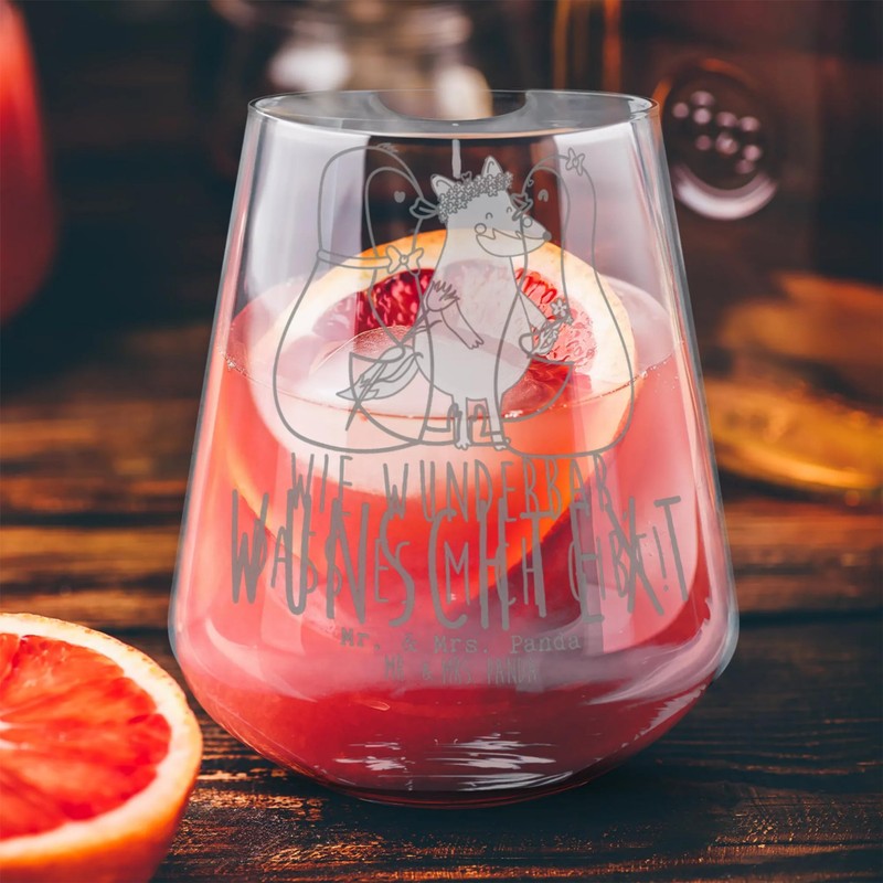 Mr. & Mrs. Panda Personalisiertes Cocktail Glas Pinguin Pärchen -