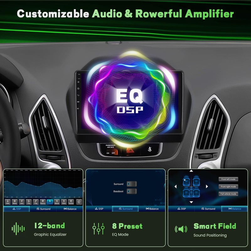 2+64GB Android 15 Car Radio for Hyundai Tucson 2010-2015 Wireless