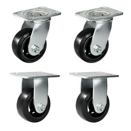 HANDSAMMU 4 Inch Caster Wheels, Set of 4 Industrial Caster Load Capacity 2800lbs, Heavy Duty Wheels for Tool Cart Platform Truck Trash Can (2 Swivel & 2 Rigid)
