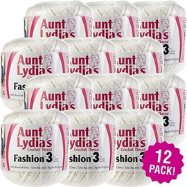 Aunt Lydia's White Fashion Crochet Thread Size 3 12/Pk 12 Pack