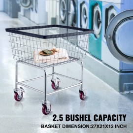 Uimoso Wire Laundry Cart Wire Laundry Basket 2.8 Bushel Heavy Duty w/ 4'' Wheels