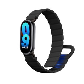 kwmobile Strap Compatible with Xiaomi Mi Band 8 / Mi Band 9 - Silicone Magnetic Closure - 5.5-8.7 inches (14-22 cm) - Black