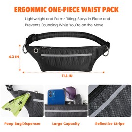 Hands Free Dog Leash with Zipper Waist Pouch Shock-Absorbing Bungee Leash for Running,Walking,Hiking – Adjustable,Reflective,Durable,Heavy Duty For Small,Medium,Large Dogs (8–120 lbs) (Military Green)