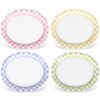 FYSUIMU 40 Pcs Pastel Gingham Oval Paper Plates Colorful Checkered