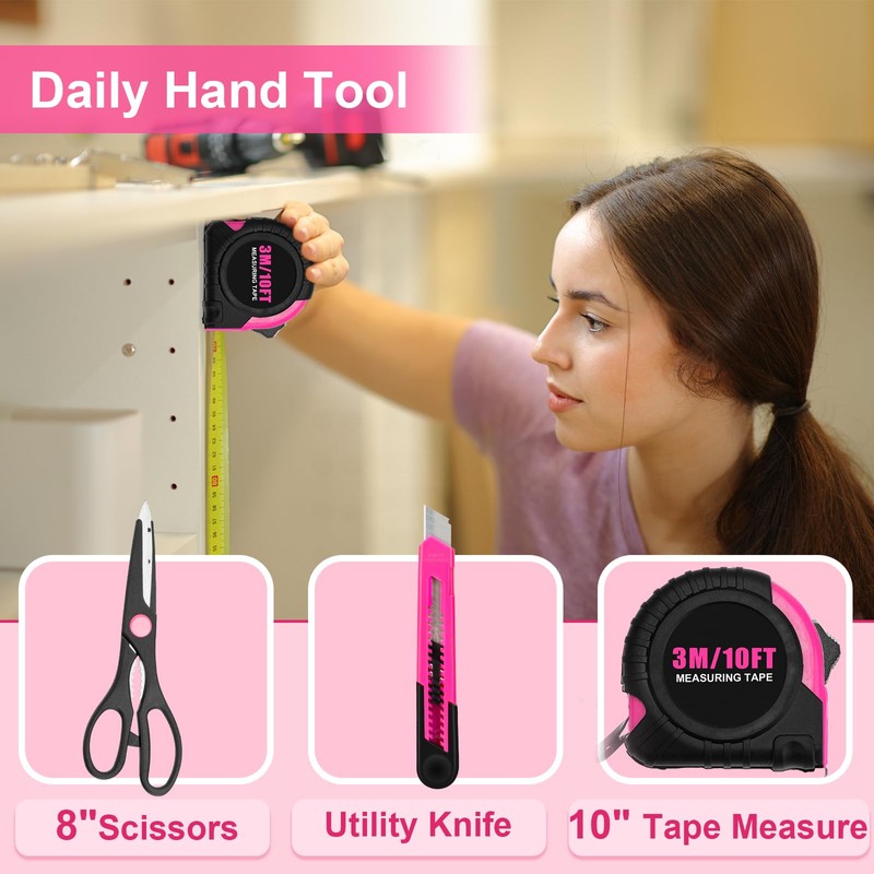 THINKWORK Pink Tool Set - 40 Piece General Household Hand