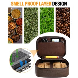 SafeDelux Foldable Wooden Rolling Tray Set with Cone Loader, Cone Filler - Rolling Tray with Cone Loader, Complete Rolling Tray Kit with Smell Proof Tube & Pre-Roll Machine(Brown-Single Hole Kit)