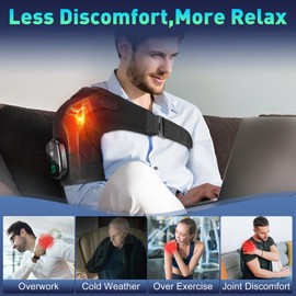 MOAJAZA Heated Shoulder Brace for Women Men, Shoulder Massager Shoulder Heating Pad for Neck and Shoulder Deep Issue
