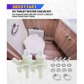 SCUARI 2 Pack RV Toilet Valve,Car Accessories RV Toilet Parts, RV Water Valve,385311641 RV Toilet Water Valve Kit,Fit for 300,301,310,311,320,321 Series Pedal-Flush Toilets Camper Trailer RV Toilet